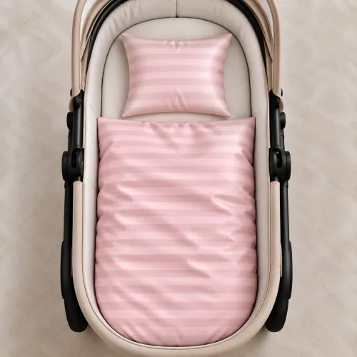 Комплект постельного белья в коляску 60*80 Satin Stripe 30-0007 Pink - 2