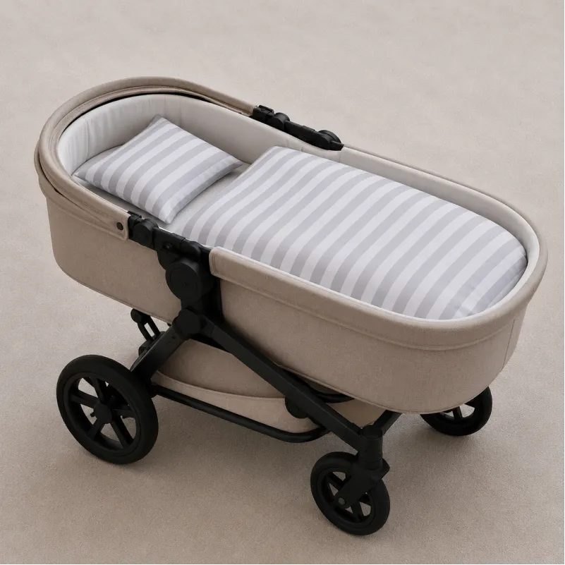 Комплект постельного белья в коляску 60*80 Satin Stripe 30-0010 Light Gray