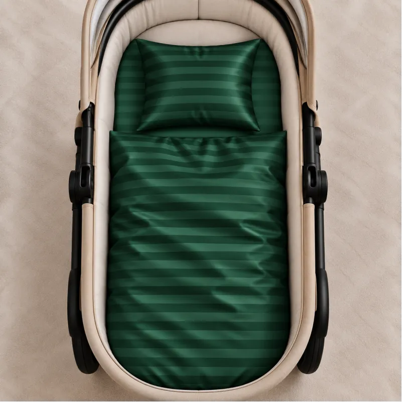 Комплект постельного белья в коляску 60*80 Satin Stripe 30-0017 Green - 1