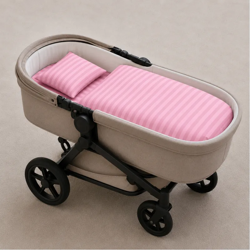 Комплект постельного белья в коляску 60*80 Ranforce Elite 17-0607 Stripe Pink
