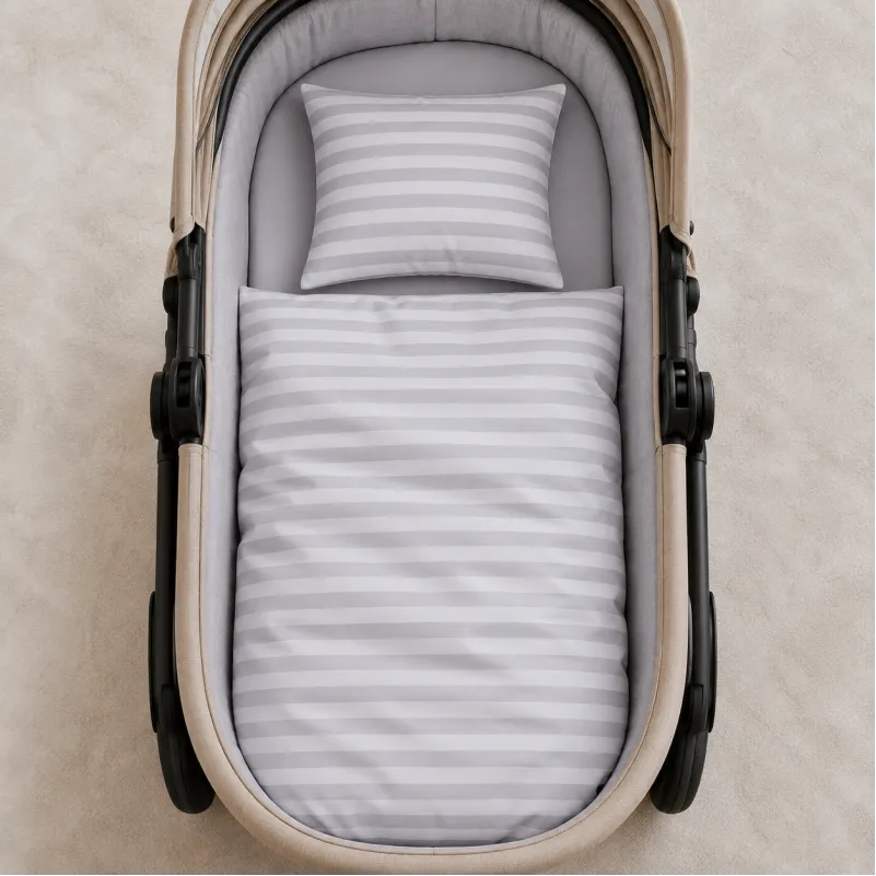 Комплект постельного белья в коляску 60*80 Ranforce Elite 17-0600 Stripe White Gray - 1