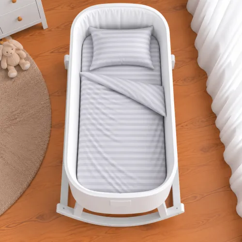 Комплект постельного белья в кроватку 90*110 Ranforce Elite 17-0600 Stripe White Gray - 2