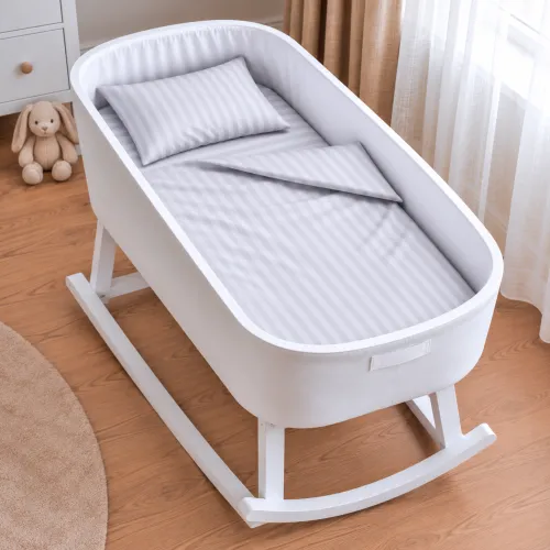 Комплект постельного белья в кроватку 90*110 Ranforce Elite 17-0600 Stripe White Gray - 1