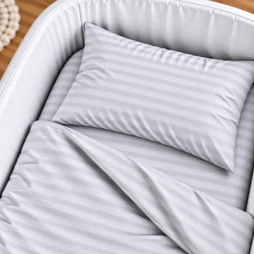 Комплект постельного белья в кроватку 90*110 Ranforce Elite 17-0600 Stripe White Gray - 3