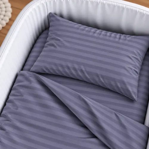 Комплект постельного белья в кроватку 90*110 Ranforce Elite 17-0601 Stripe Gray - 3