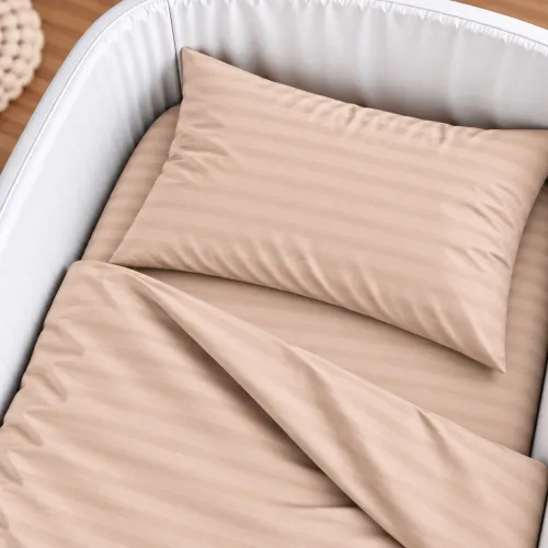 Комплект постельного белья в кроватку 90*110 Ranforce Elite 17-0602 Stripe Creamy - 3