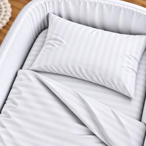 Комплект постельного белья в кроватку 90*110 Ranforce Elite 17-0605 Stripe White - 3