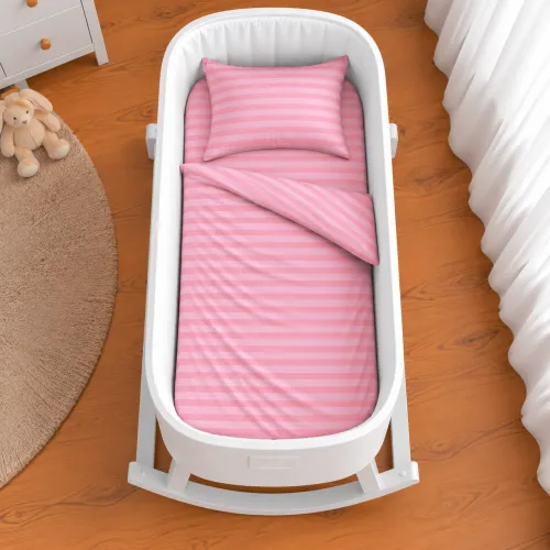 Комплект постельного белья в кроватку 90*110 Ranforce Elite 17-0607 Stripe Pink - 2