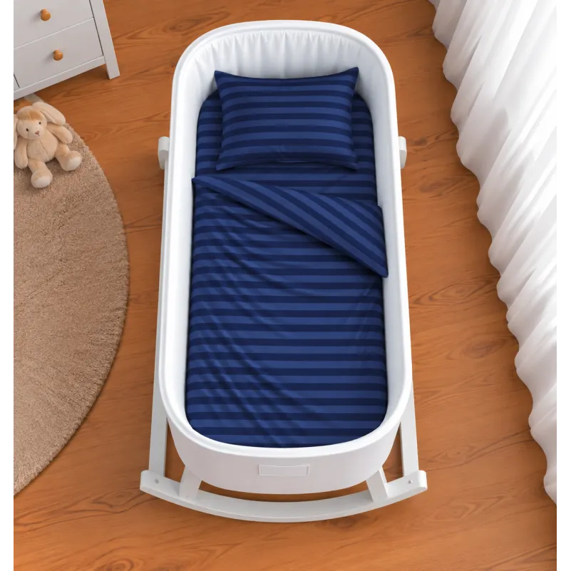 Комплект постельного белья в кроватку 90*110 Ranforce Elite 17-0609 Stripe Blue - 1