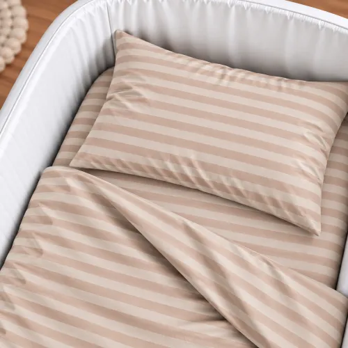 Комплект постельного белья в кроватку 90*110 Ranforce Elite 17-0610 Stripe Light Brown - 3