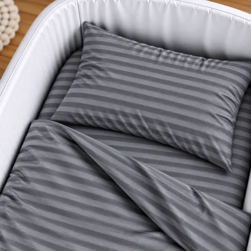 Комплект постельного белья в кроватку 90*110 Ranforce Elite 17-0611 Stripe Black - 3