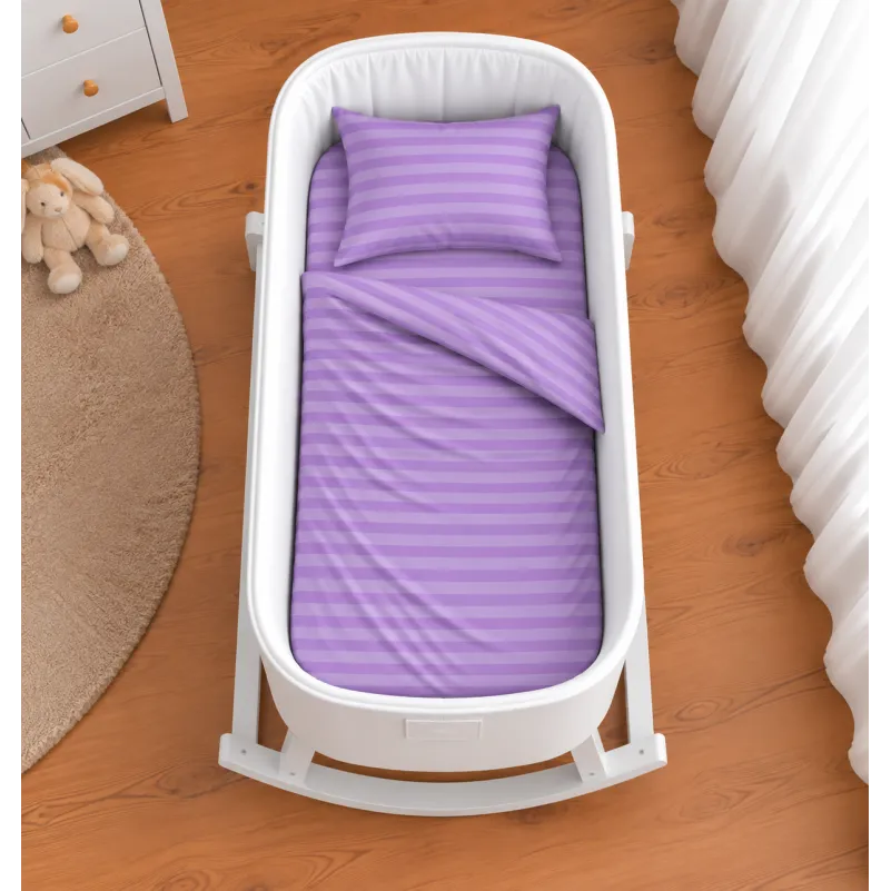 Комплект постельного белья в кроватку 90*110 Ranforce Elite 17-0618 Stripe Purple - 1