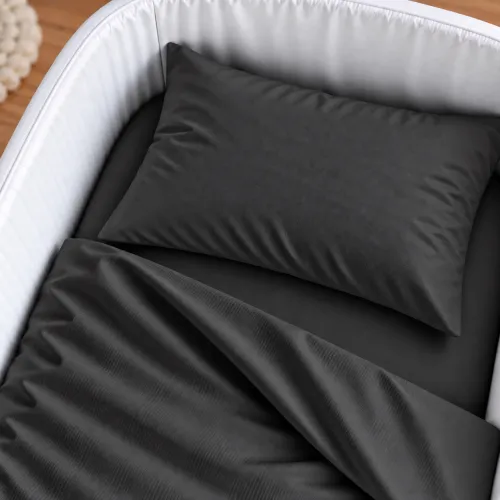 Комплект постельного белья в кроватку 90*110 Satin Light Pro 10-005 Dark Gray - 3