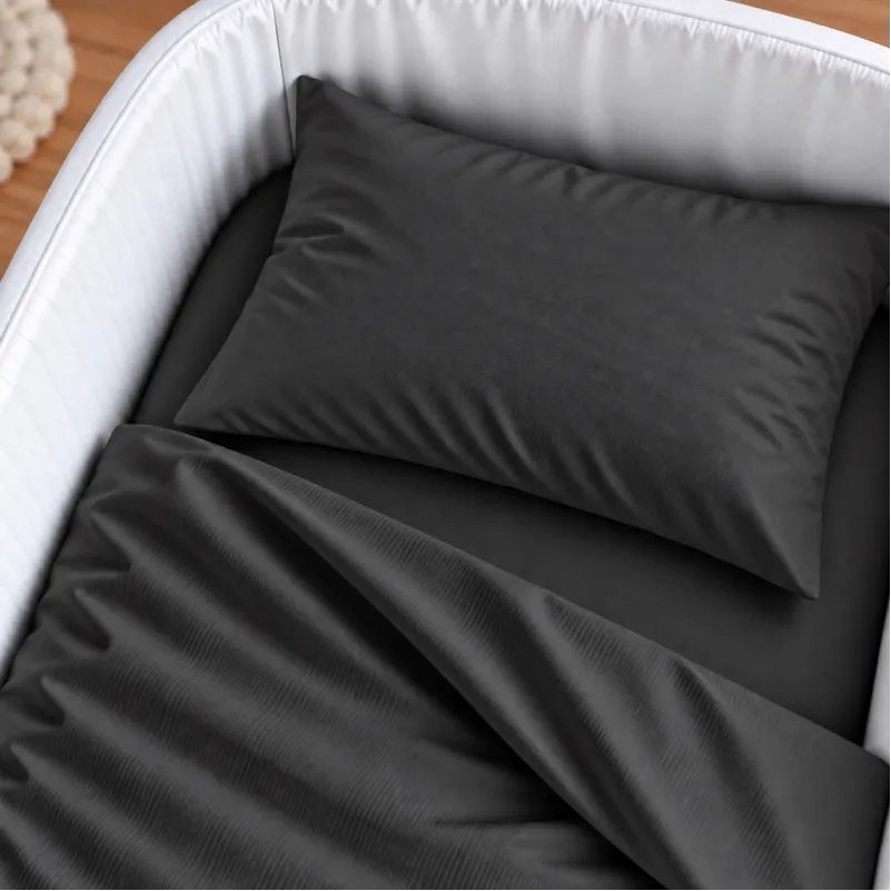 Комплект постельного белья в кроватку 90*110 Satin Light Pro 10-005 Dark Gray - 2