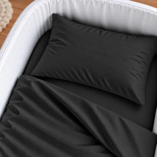 Комплект постельного белья в кроватку 90*110 Satin Light Pro 10-006 Black - 3