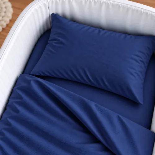 Комплект постельного белья в кроватку 90*110 Satin Light Pro 10-011 Dark Blue - 3