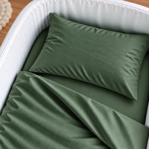 Комплект постельного белья в кроватку 90*110 Satin Light Pro 10-017 Green Olive - 3
