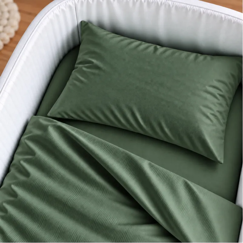 Комплект постельного белья в кроватку 90*110 Satin Light Pro 10-017 Green Olive - 2