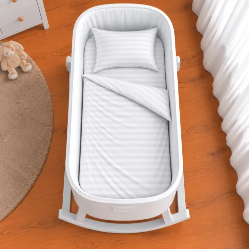 Комплект постельного белья в кроватку 90*110 Satin Stripe 30-0001 White - 2