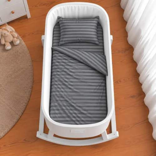 Комплект постельного белья в кроватку 90*110 Satin Stripe 30-0012 Dark Gray - 2