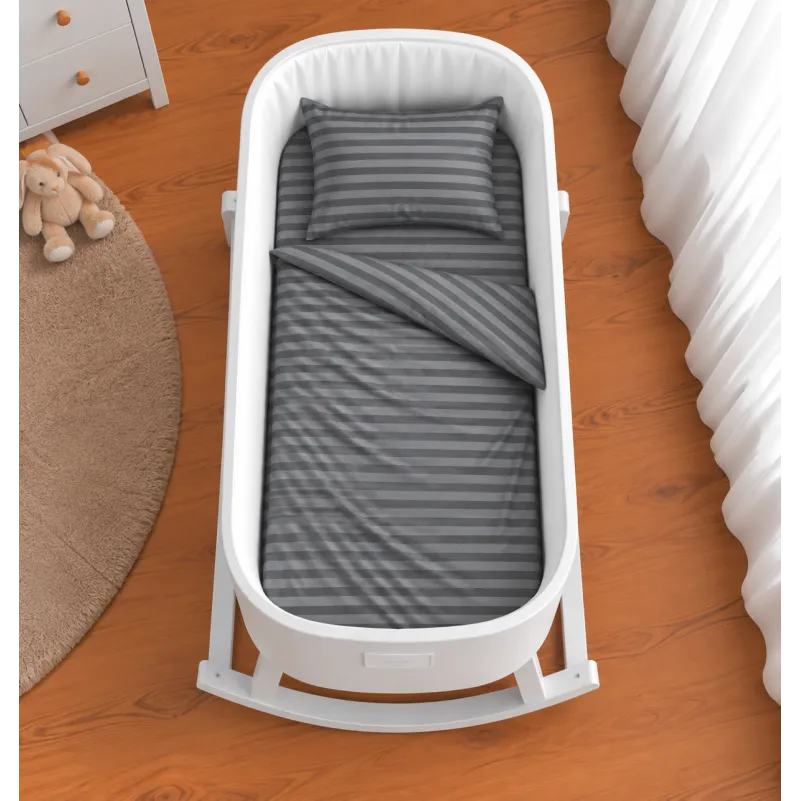 Комплект постельного белья в кроватку 90*110 Satin Stripe 30-0012 Dark Gray - 1