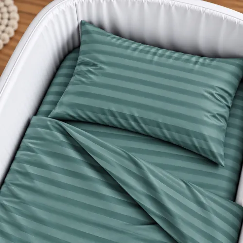 Комплект постельного белья в кроватку 90*110 Satin Stripe 30-0015 Green Wave - 3