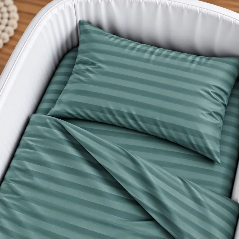 Комплект постельного белья в кроватку 90*110 Satin Stripe 30-0015 Green Wave - 2