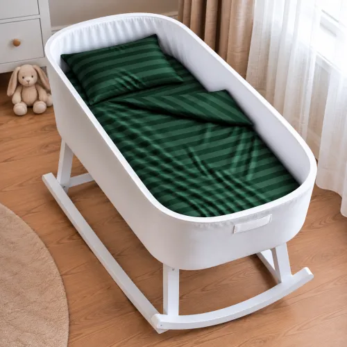 Комплект постельного белья в кроватку 90*110 Satin Stripe 30-0017 Green - 1