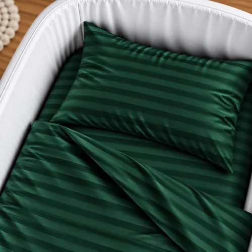 Комплект постельного белья в кроватку 90*110 Satin Stripe 30-0017 Green - 3