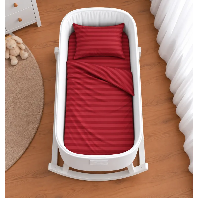 Комплект постельного белья в кроватку 90*110 Satin Stripe 30-0018 Red - 1