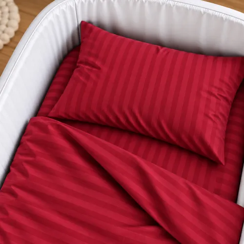 Комплект постельного белья в кроватку 90*110 Satin Stripe 30-0018 Red - 4