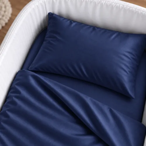 Комплект постельного белья в кроватку 90*110 Satin Stripe 30-0021 Dark Blue - 3