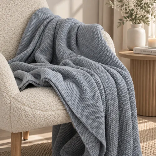 Плед вязаный Blanket Corn sky gray - 3