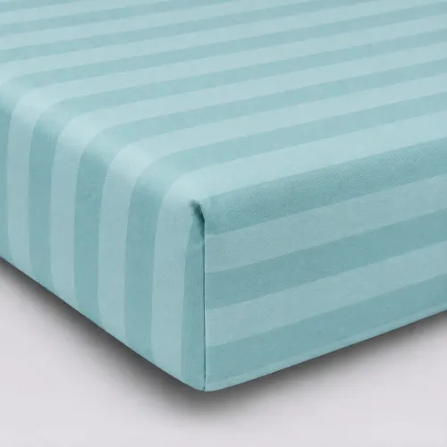 Простынь на резинке Satin Stripe 30-0015 Green Wave - высота 25 см (детские 10 см) - 1