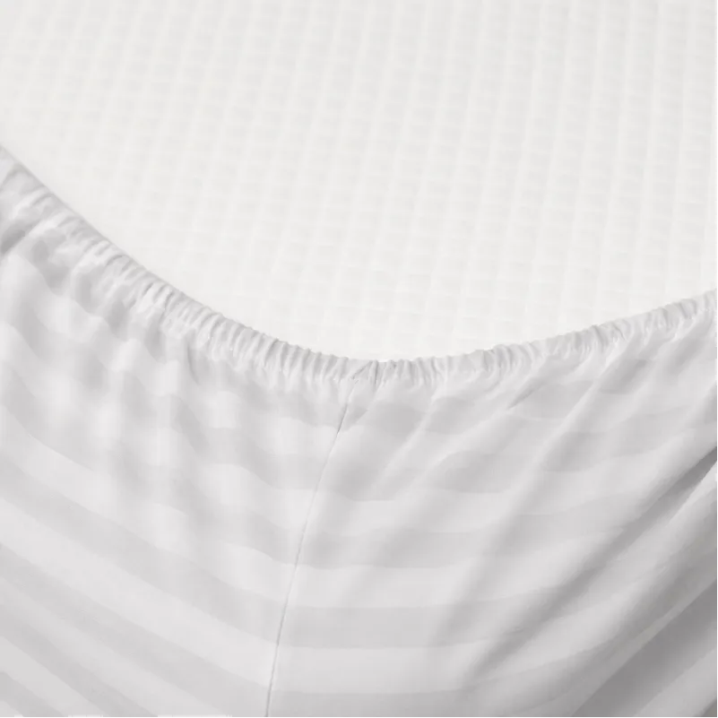 Простирадло на гумці (БЯЗЬ) 17-0600 Stripe White Gray - высота 25 см (детские 10 см) - 1