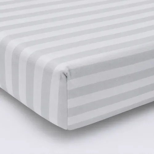 Простирадло Ranforce Elite 17-0600 Stripe White Gray на резинці висота 25 см (дитячі 10 см) - 1