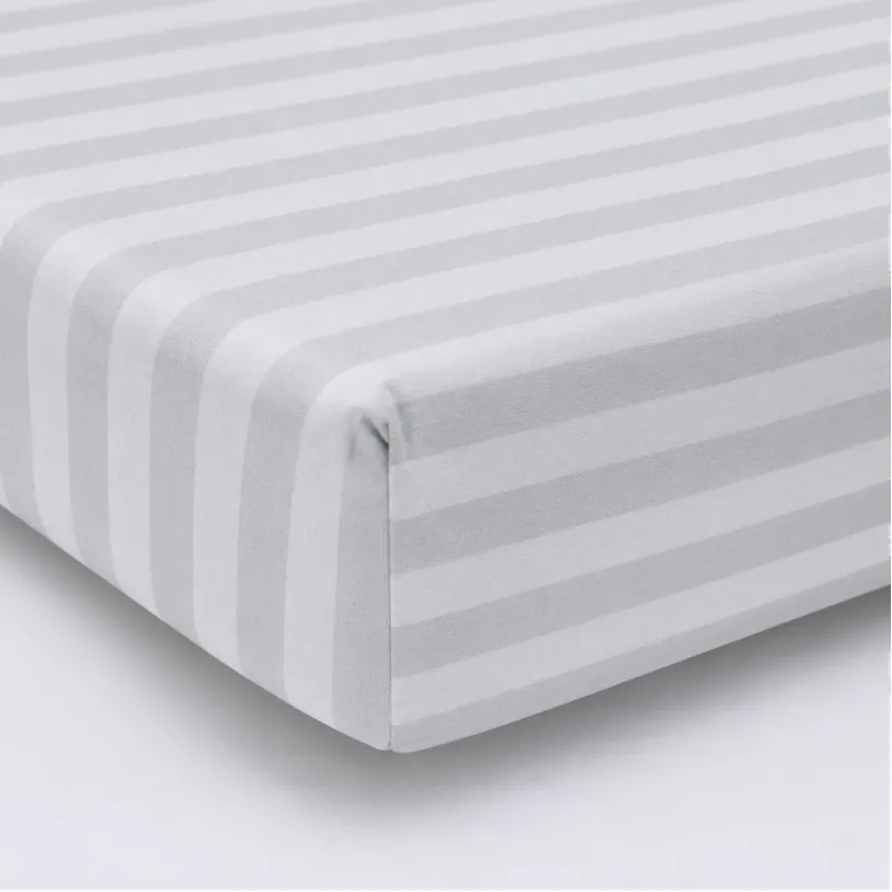 Простирадло на гумці (БЯЗЬ) 17-0600 Stripe White Gray - высота 25 см (детские 10 см)
