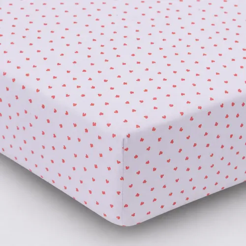 Простирадло на гумці Poplin Line Kids Time 01 "Little Hearts" - висота 25 см (дитячі 10 см) - 1