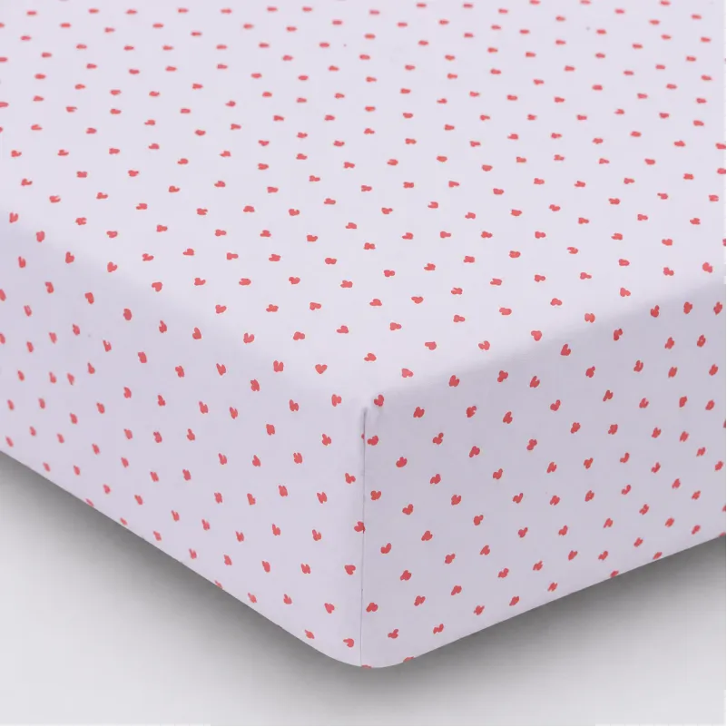 Простирадло на гумці Poplin Line Kids Time 01 "Little Hearts" - висота 25 см (дитячі 10 см)