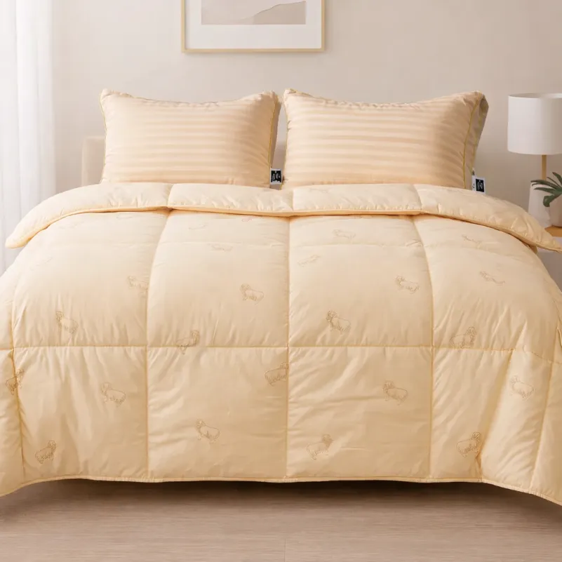 Набор шерсть №9562 "Gold camel" Wool Зима (Одеяло + подушка)