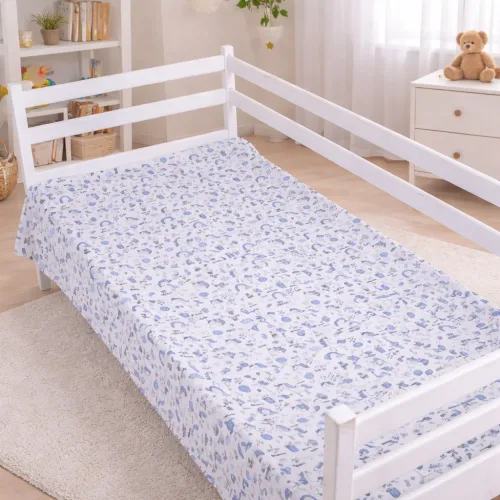Простынь Ranforce Elite 17-0931 Tiny Unicorn blue