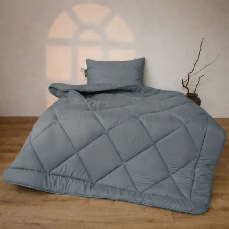 Набір Шовковий Супер Теплий Eco Light Gray №9034 (ковдра + подушка 50*70 середня)