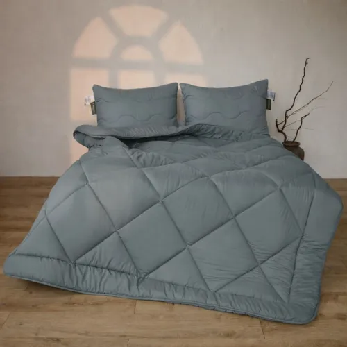Набір Шовковий Супер Теплий Eco Light Gray №9035 (ковдра + подушки 50*70 середні)