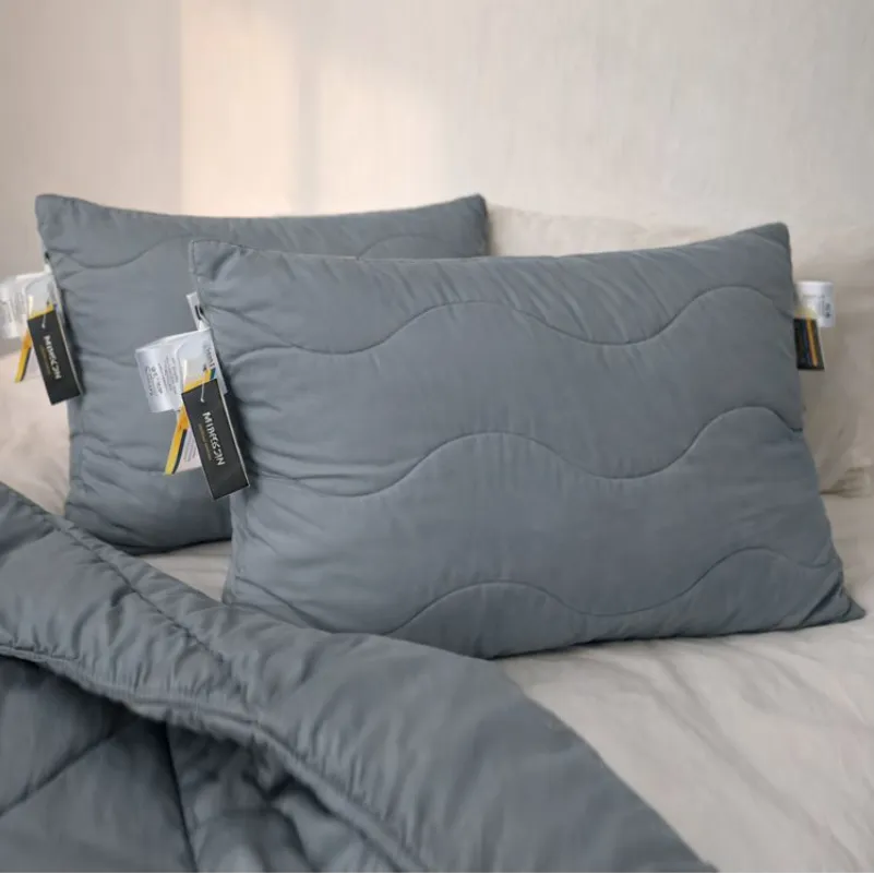 Набір антиалергенний з Тенсель Супер Теплий Eco Light Gray №9041 (ковдра + подушки 50*70 середні) Фото - 6